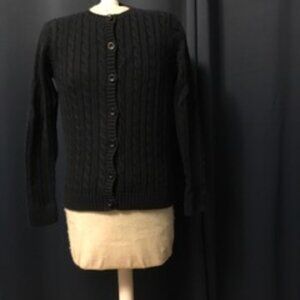 Navy L.L. Bean Cabled Button-Up Cardigan